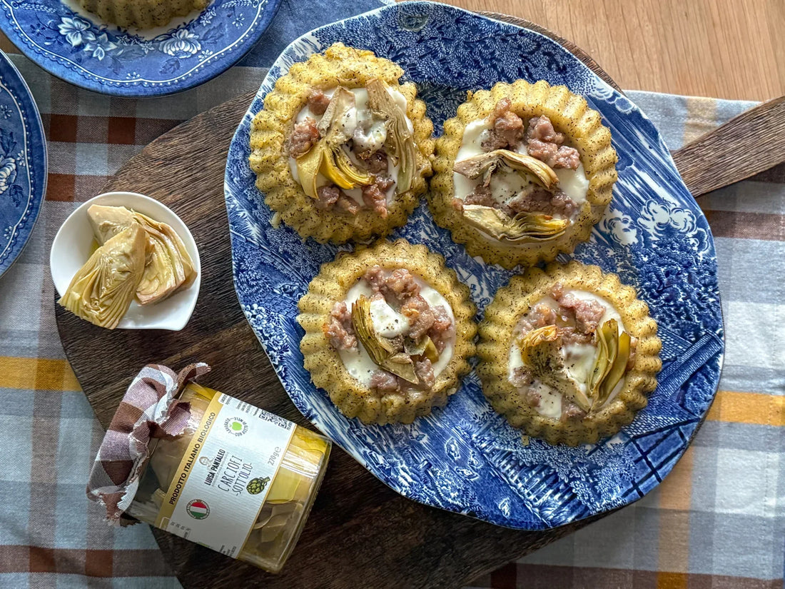 Crostatine di polenta con carciofi sott’olio
